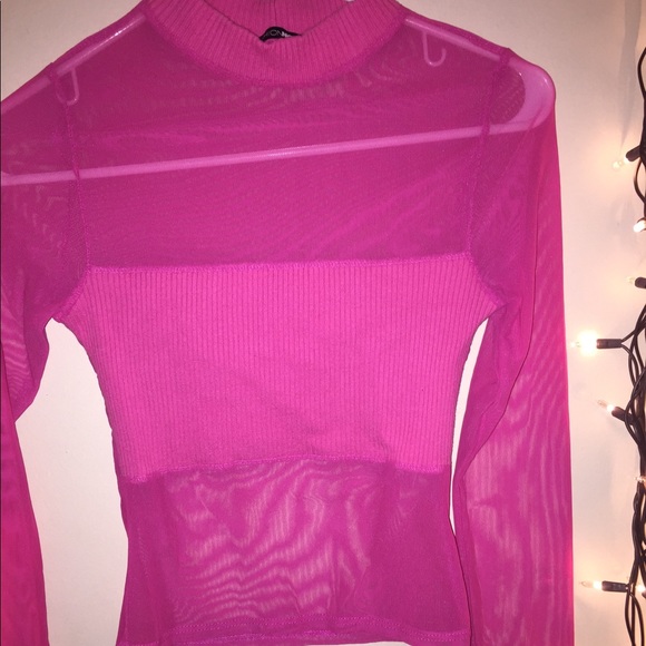 Fashion Nova Hot Pink Sheer Bodysuit - Picture 2 of 4